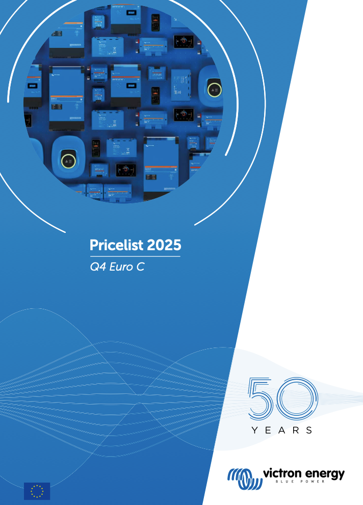 Pricelist 2025 Q4; 50 years Victron energy; Victron Geräte
