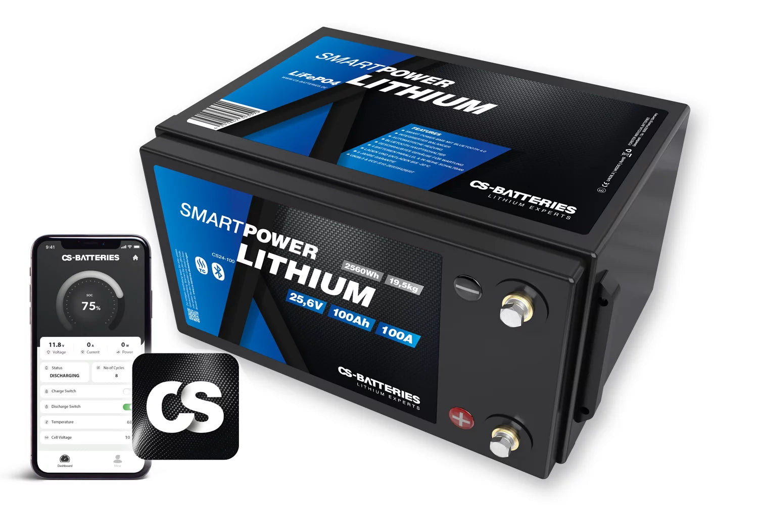 Αντίγραφο του CS 300AH | 12.8V | 3840Wh | Smart Power Lithium LifePO4 Μπαταρία με Bluetooth 4.0 | Ολοκληρωμένο 200Α 400A BMS | Θέρμανση #1