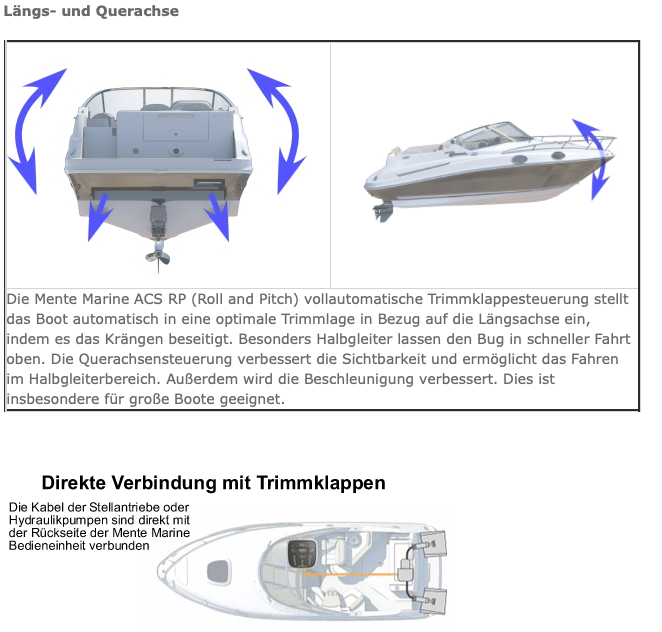Mente Marine ACS RP Vollautomatische Trimmklappen-Steuerung (Längs- und Querachse)