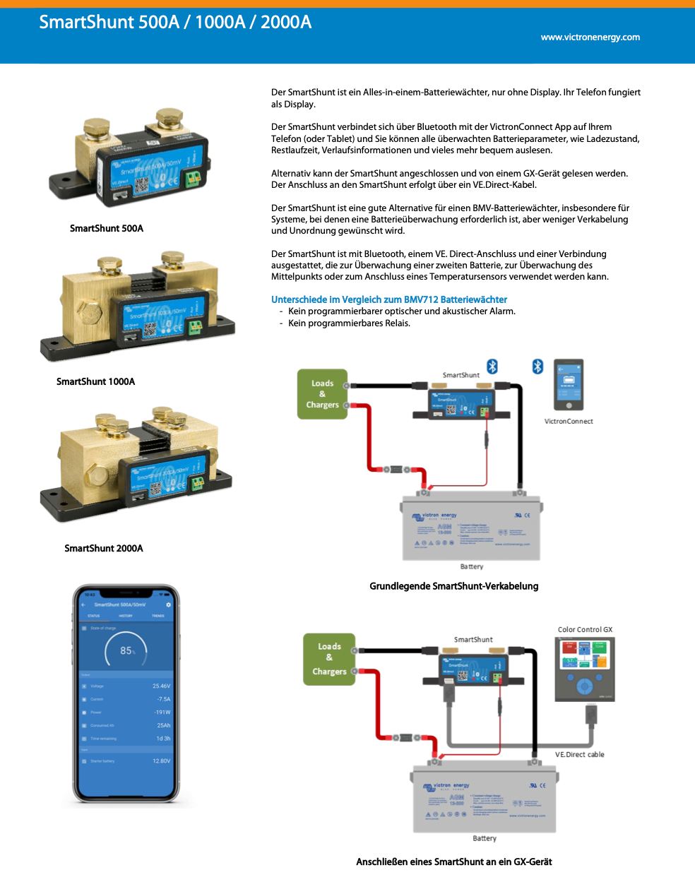 Victron SmartShunt 2000A/50mV Batteriewächter
