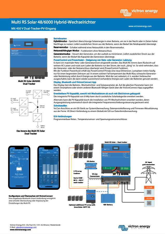 Victron Multi RS Solar 48/6000/100-450/100 Dual Tracker - Hybrid-Wechselrichter/Ladegerät