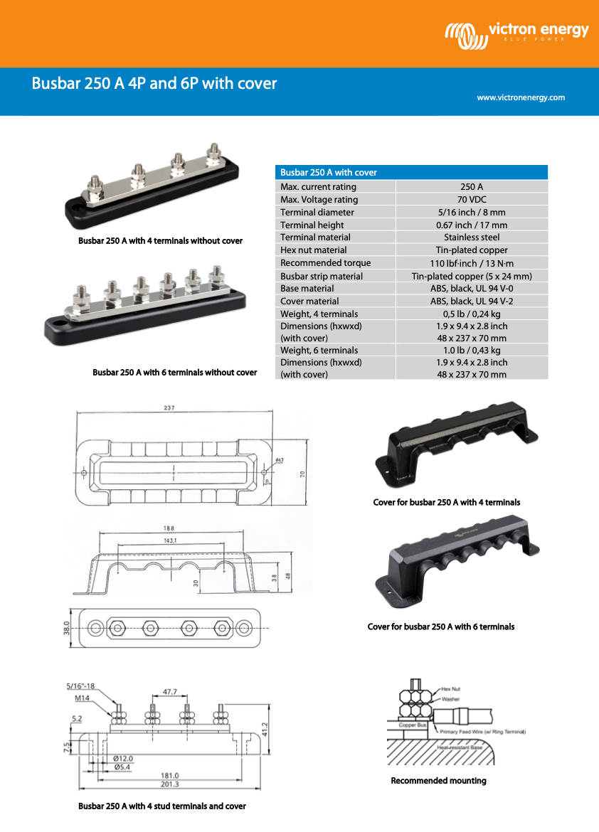 Αντίγραφο του Victron Busbar 150a 6p+Cover #1