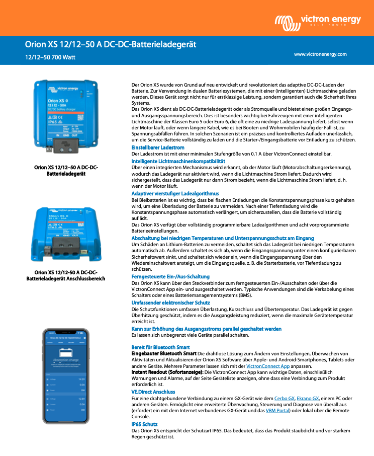 Victron Orion XS 12/12–50 A DC-DC-Batterieladegerät