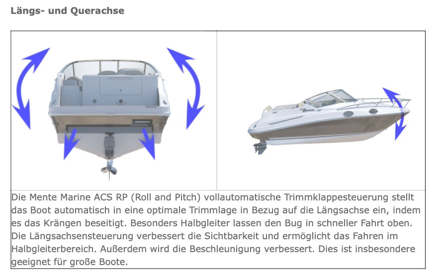 Mente Marine ACS A fully automatic trim flap control for Flybridge