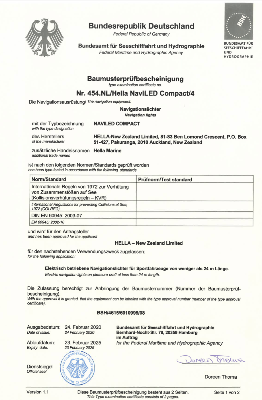 Hella NAVILED Compact BSH Heck, schwarz, Einadrig 120mm