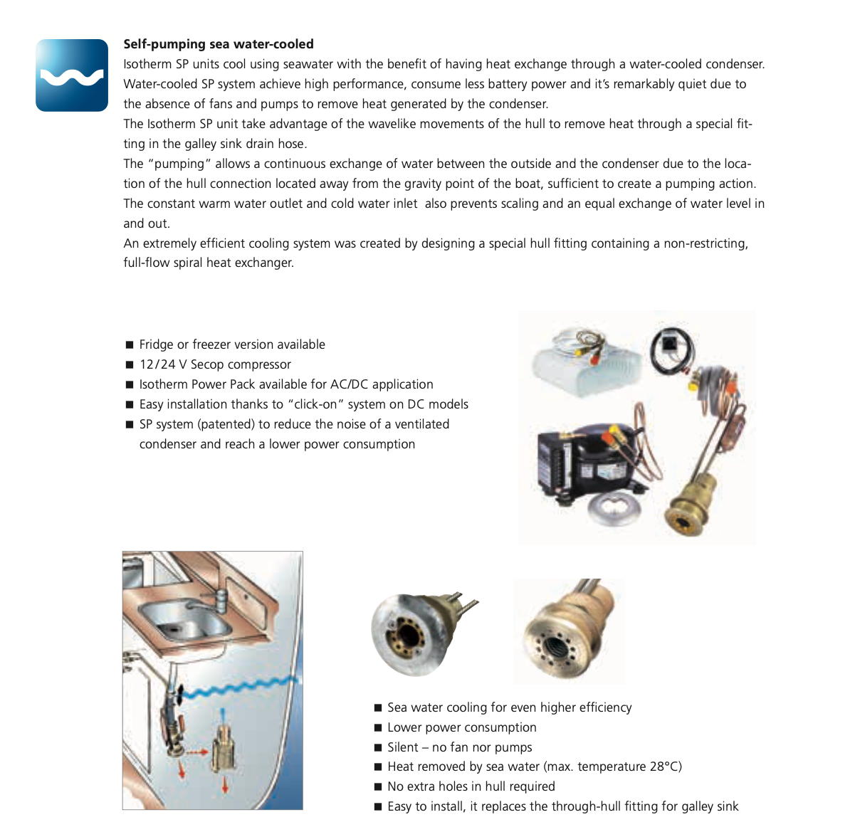 Isotherm 2050 SP-Seewasser Kühlung, 125l, L-Verdampfer, Kühlanlage 12/24V