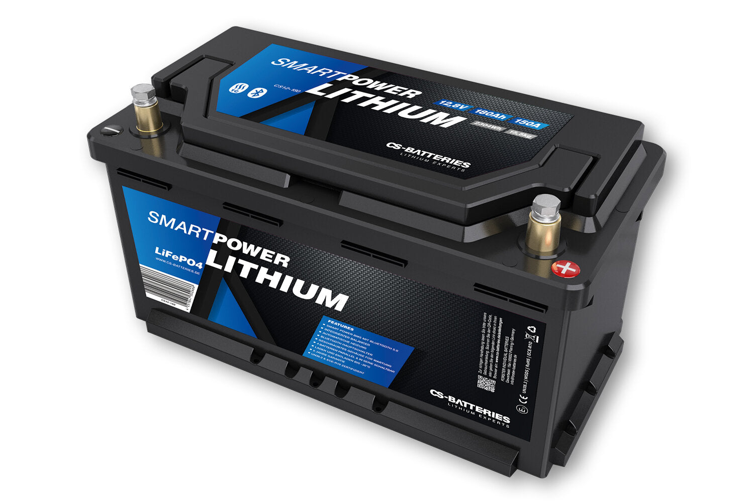 CS 180AH | 12.8V | 2304Wh | Smart Power Lithium LifePO4 Μπαταρία με Bluetooth 5.0 | Ολοκληρωμένο 150A-300A BMS | Θέρμανση