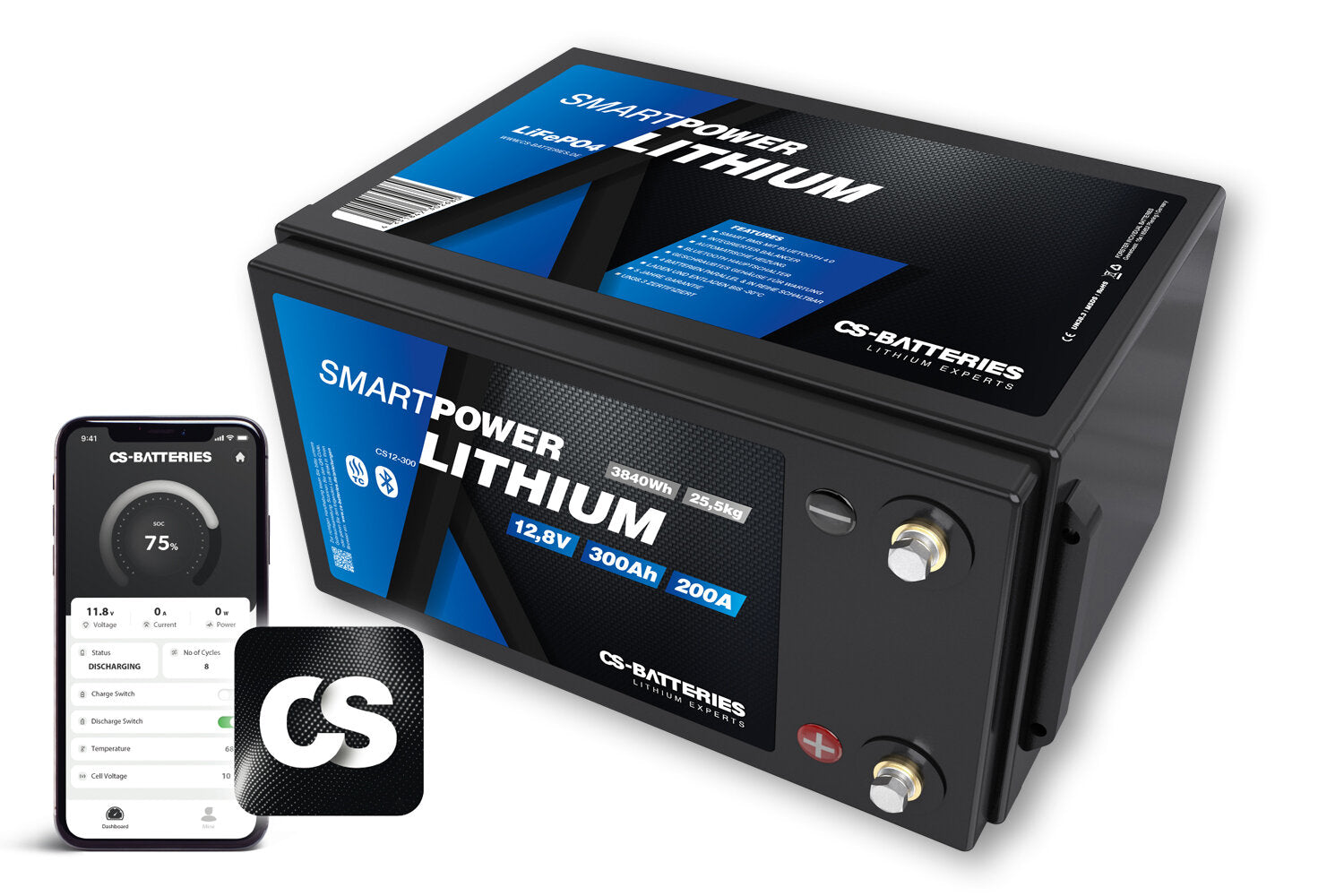 Αντίγραφο του CS 200AH | 12.8V | 2560Wh | Smart Power Lithium LifePO4 Μπαταρία με Bluetooth 4.0 | Ολοκληρωμένο 200Α 400A BMS | Θέρμανση #1
