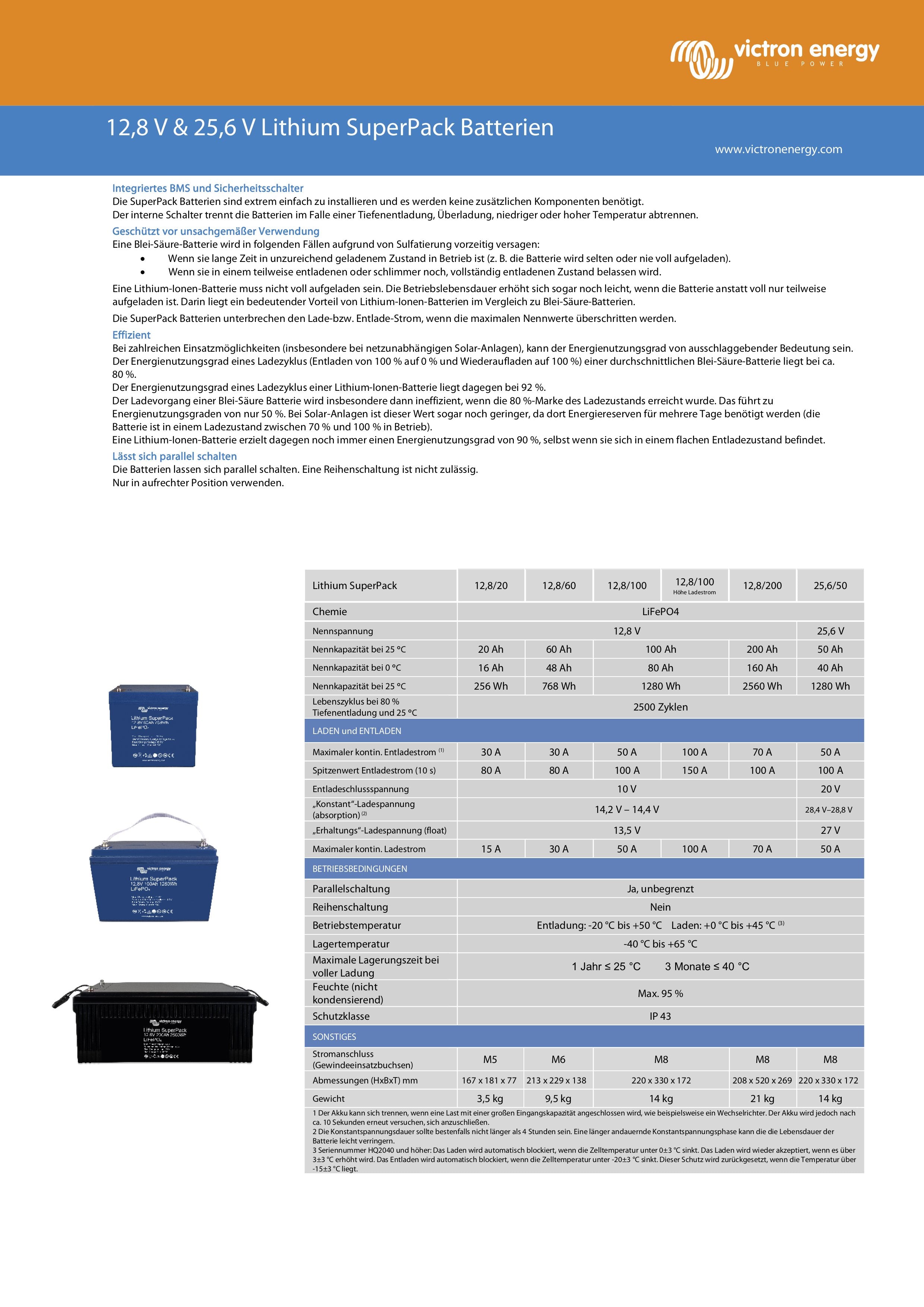 Victron Lithium LiFePo4 SuperPack 12,8V 200Ah