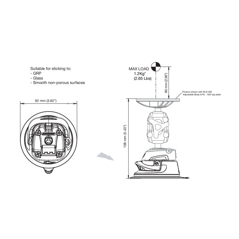 Scanstrut Rokk Bezel Ladepad για ταχέως καταστήματα επαγωγής, για εγκατάσταση σε ομαλές επιφάνειες