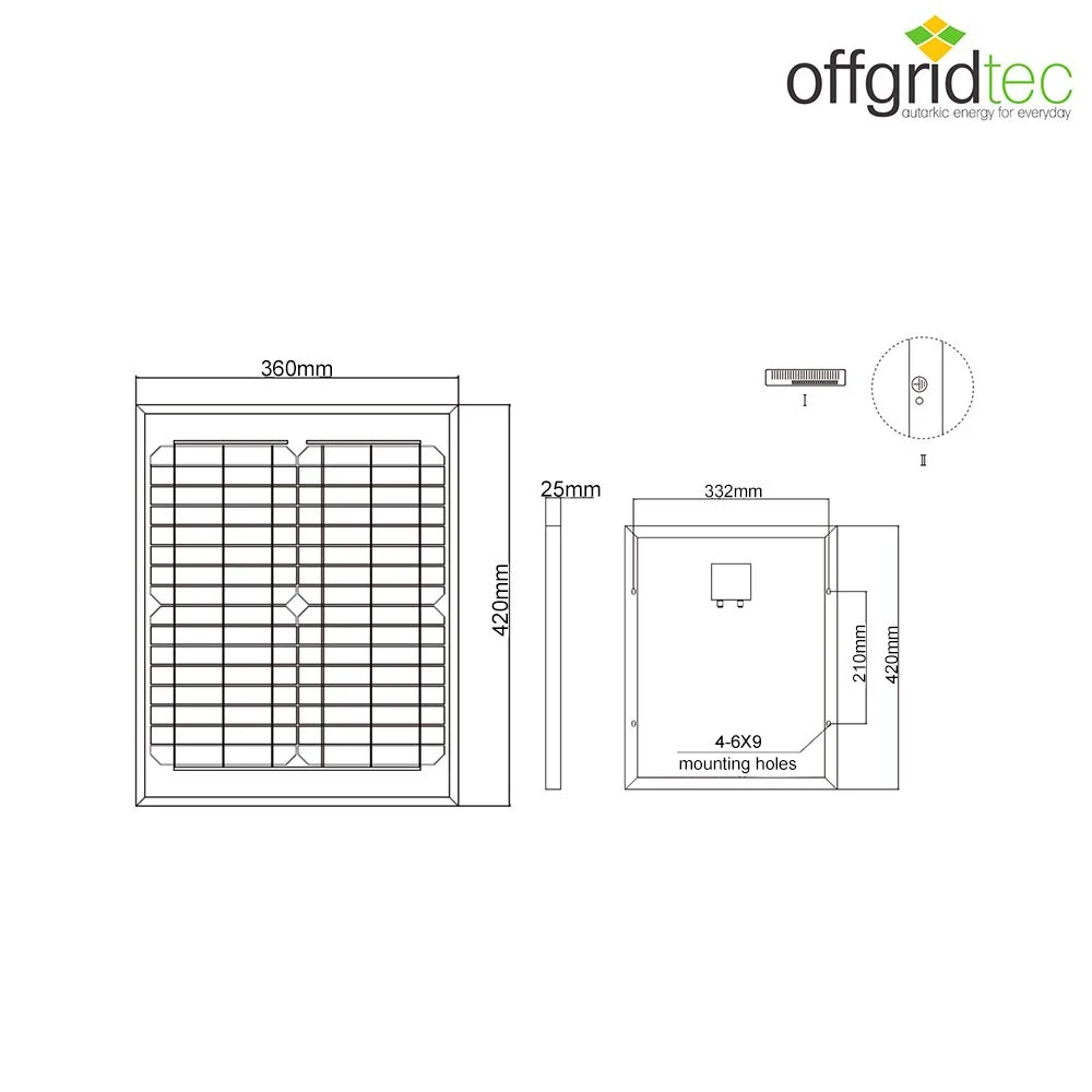 OFFGRIDTEC® 20W ΜΟΝΟ Solar Panel 12V
