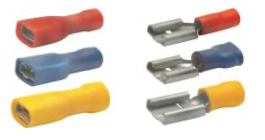 Flachsteckhülse blau gelb vollisoliert oder teilisoliert