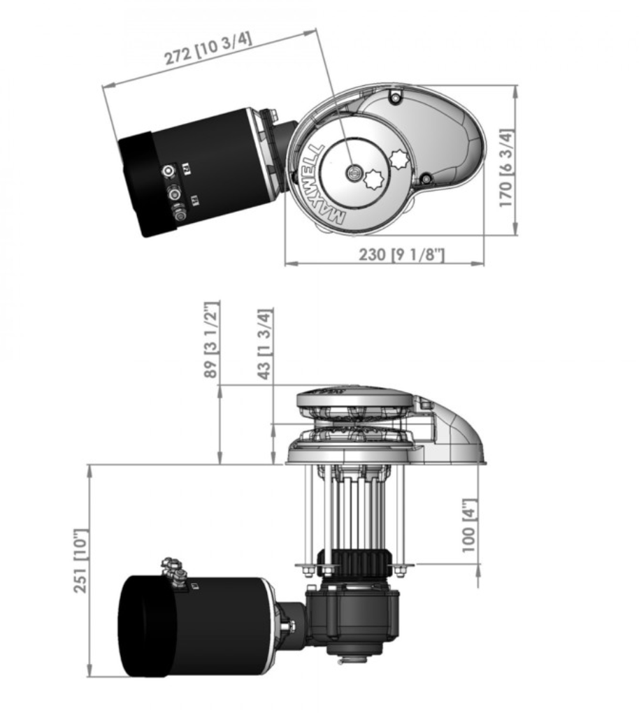 Maxwell vertikale Ankerwinde ohne Spill RC10-10, 24V