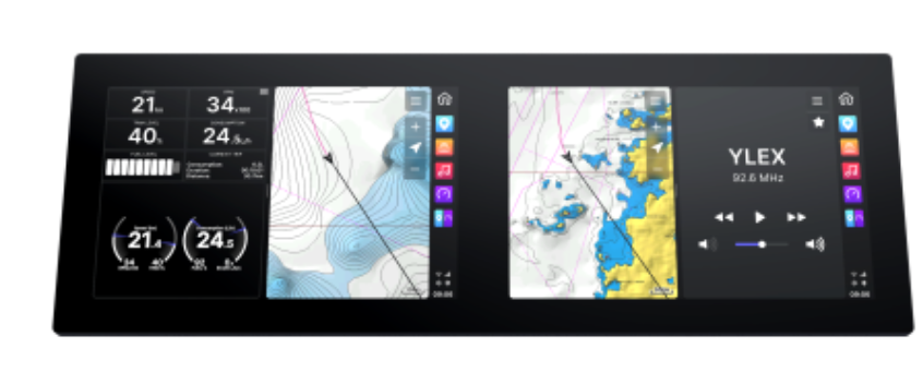 Η εμπειρία Q Εμπειρία Q2 Card Plotter σε Dual 10 ιντσών MFD