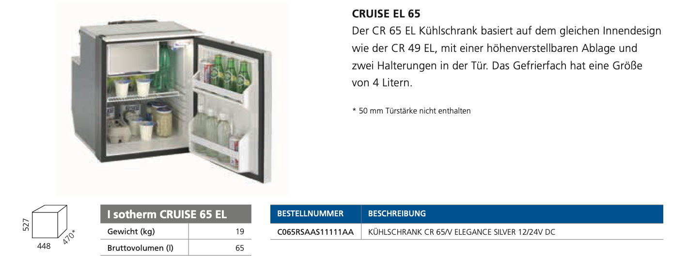 ISOTHERM CR65 Elegance Line Silver 12/24V