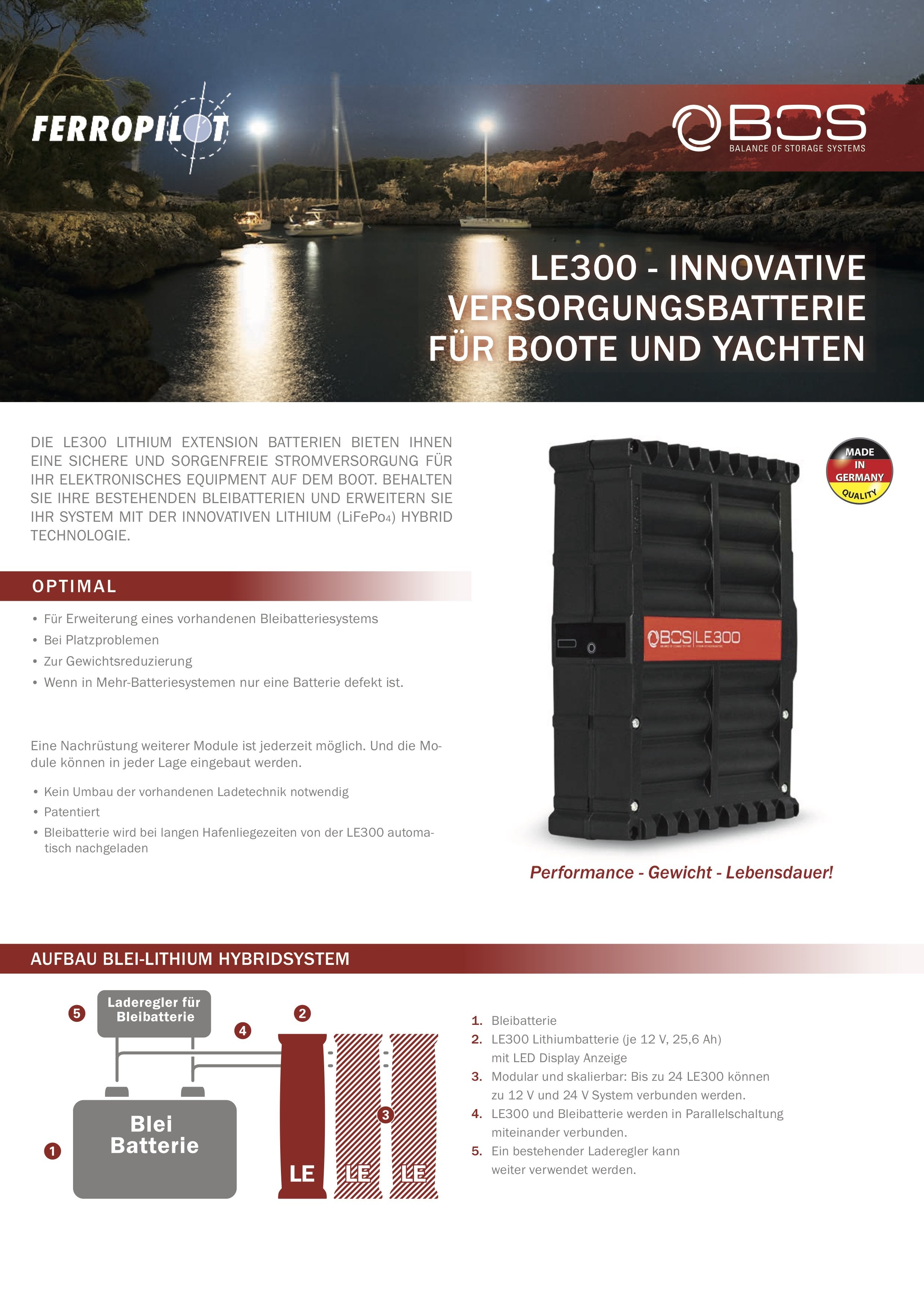 BOS LE300 Lithium Erweiterungsbatterie, Einzelblock