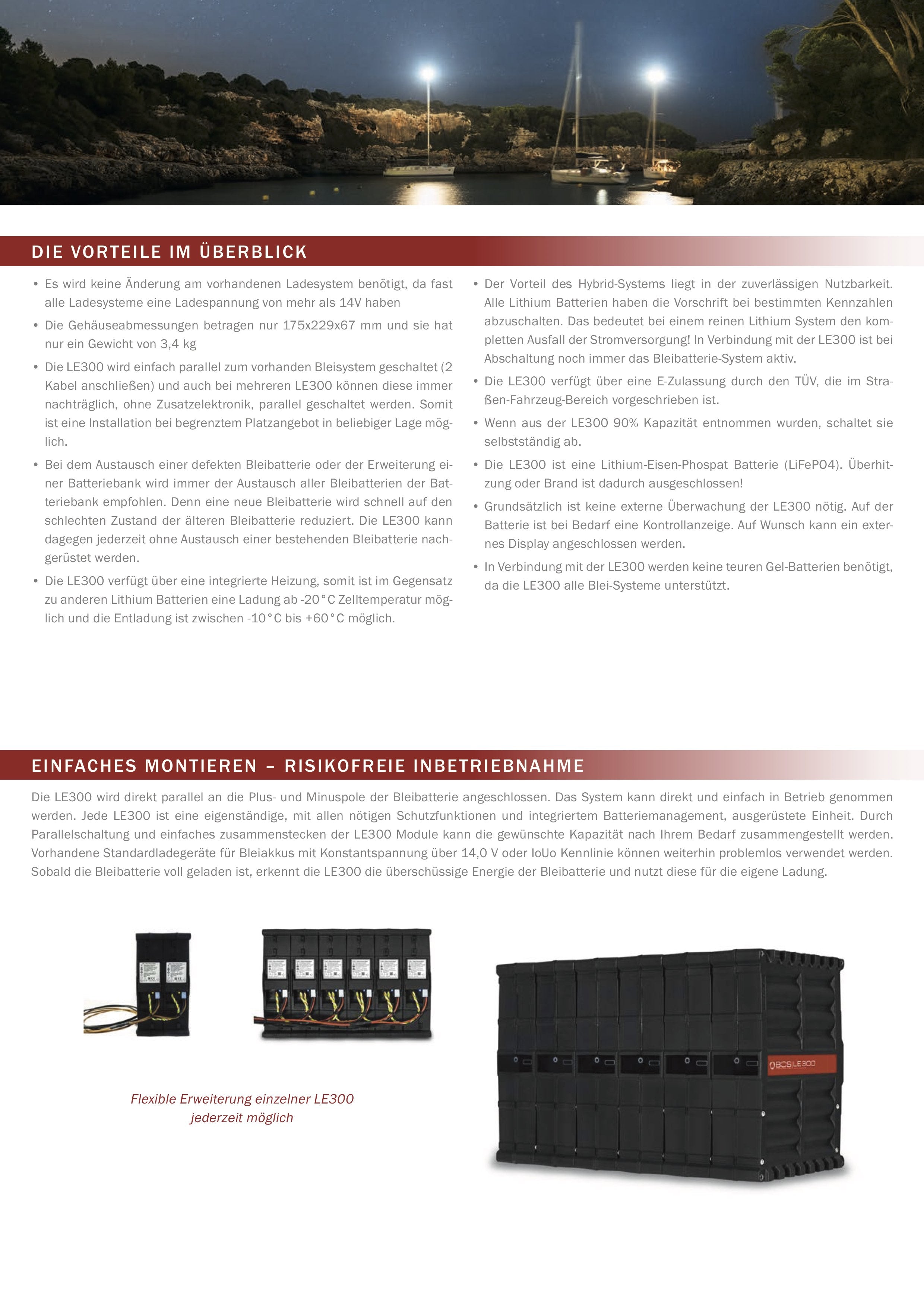 BOS LE300 Lithium Erweiterungsbatterie, 4er Block