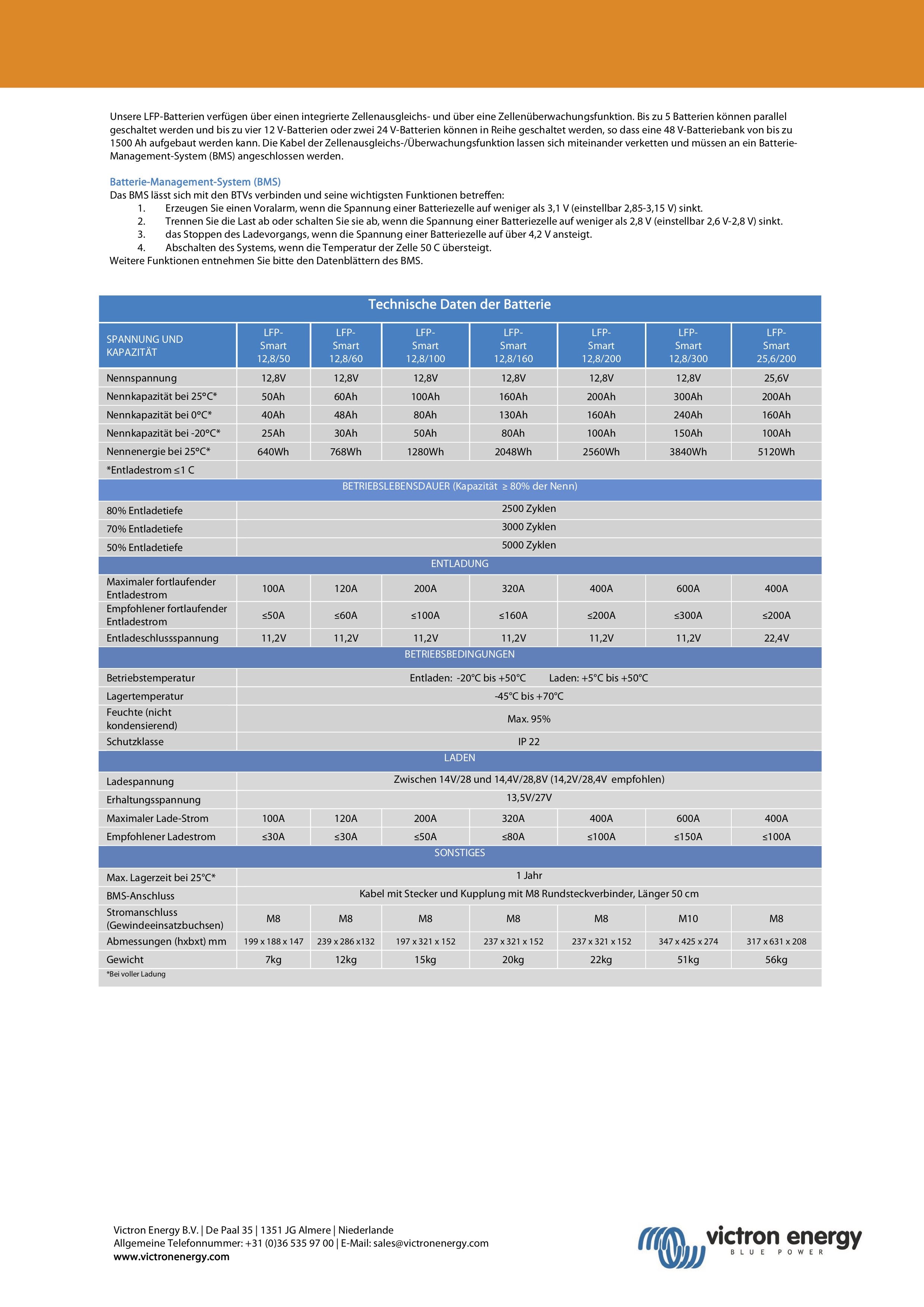 Victron LiFePO4 12.8/100 Smart Battery 12.8V 100Ah 1280Wh