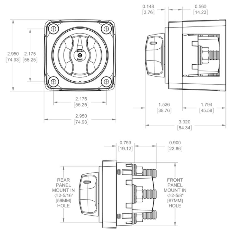 Blue Sea BS6006 300 A Batterie Hauptschalter m-Serie rot