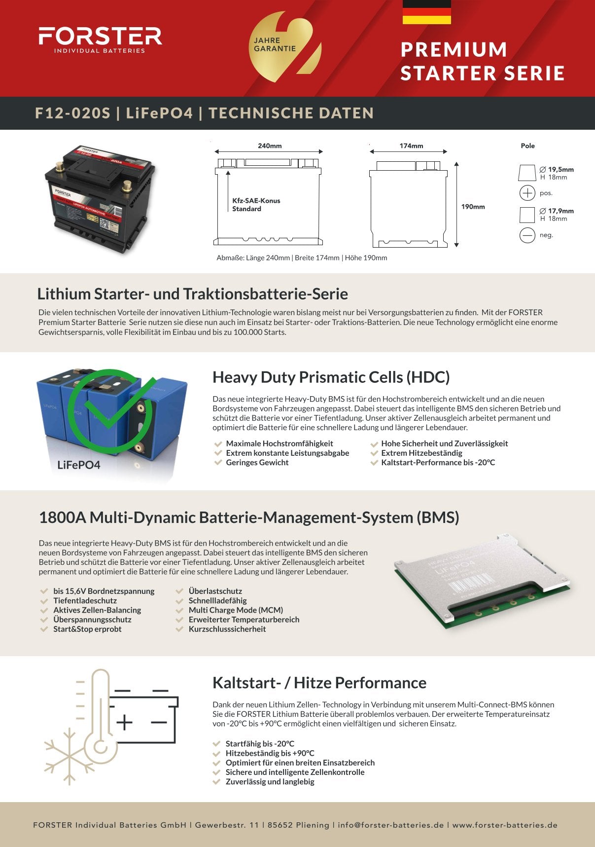 CS 80AH 12V lithium lifepo4 starter battery 1500a (s)