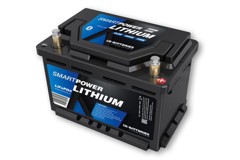 CS 100Ah | 12,8V | 1280Wh | SMART POWER Lithium LiFePO4 Batterie mit Bluetooth 4.0 | integriertem 100A-200A BMS