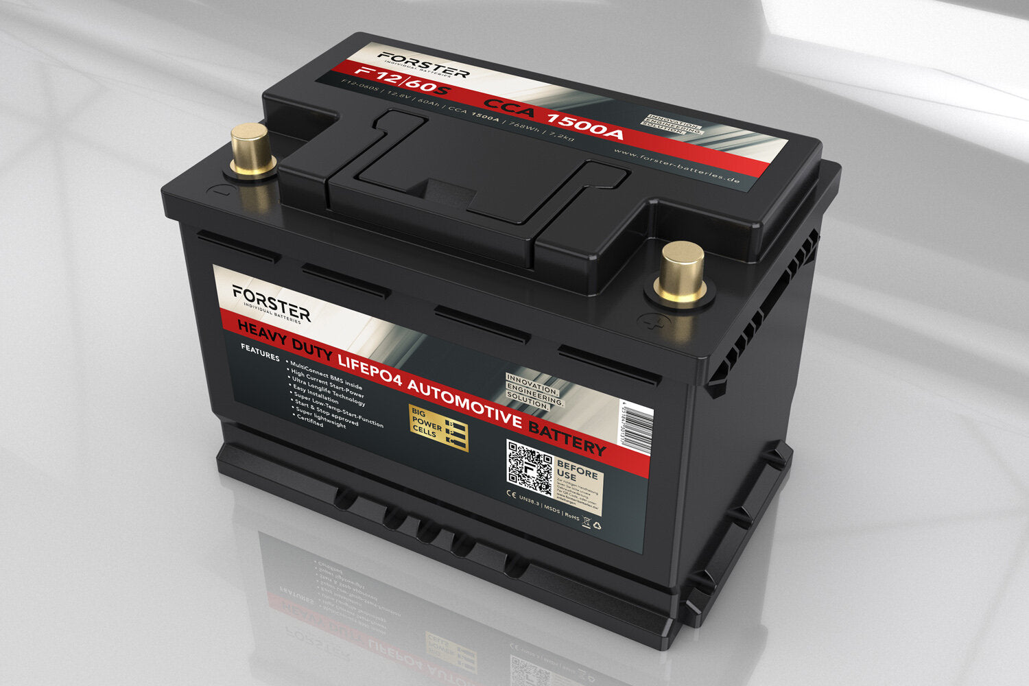 Forster 40AH 12.8V LIFEPO4 Heavy Duty Automotive Lithium Battery 1200a 240 x 174 x 190mm ~ 5.7.0kg PB-EQ 80AH