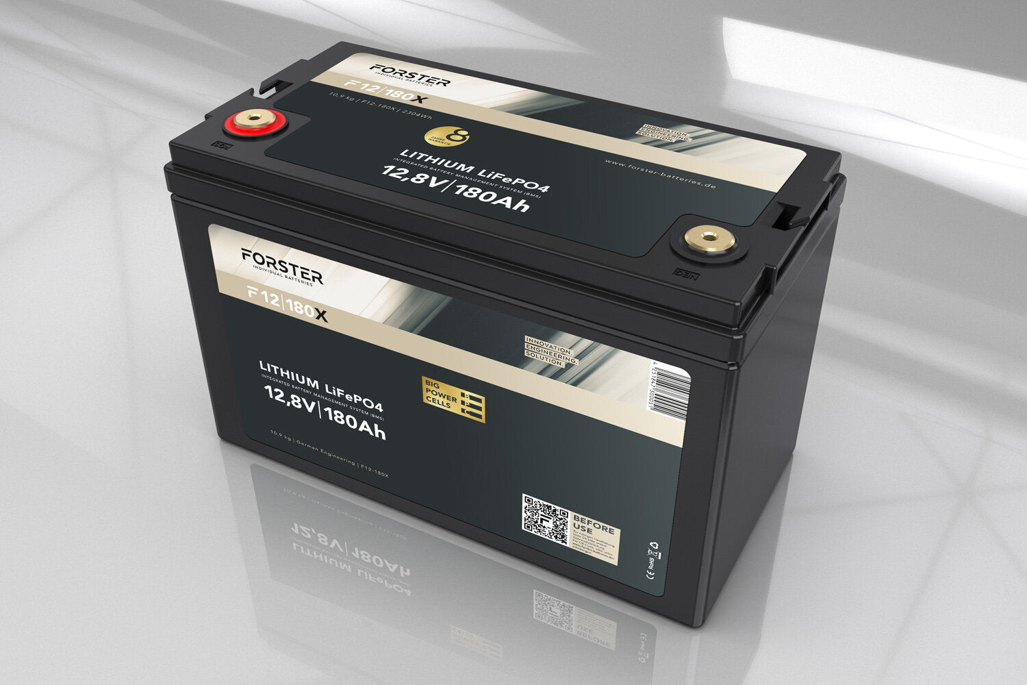 Forster 180AH 12.8V LIFEPO4 Premium Battery 200a-BMS-2.0 500A Bluetooth Mess-Shunt 2304WH IP67