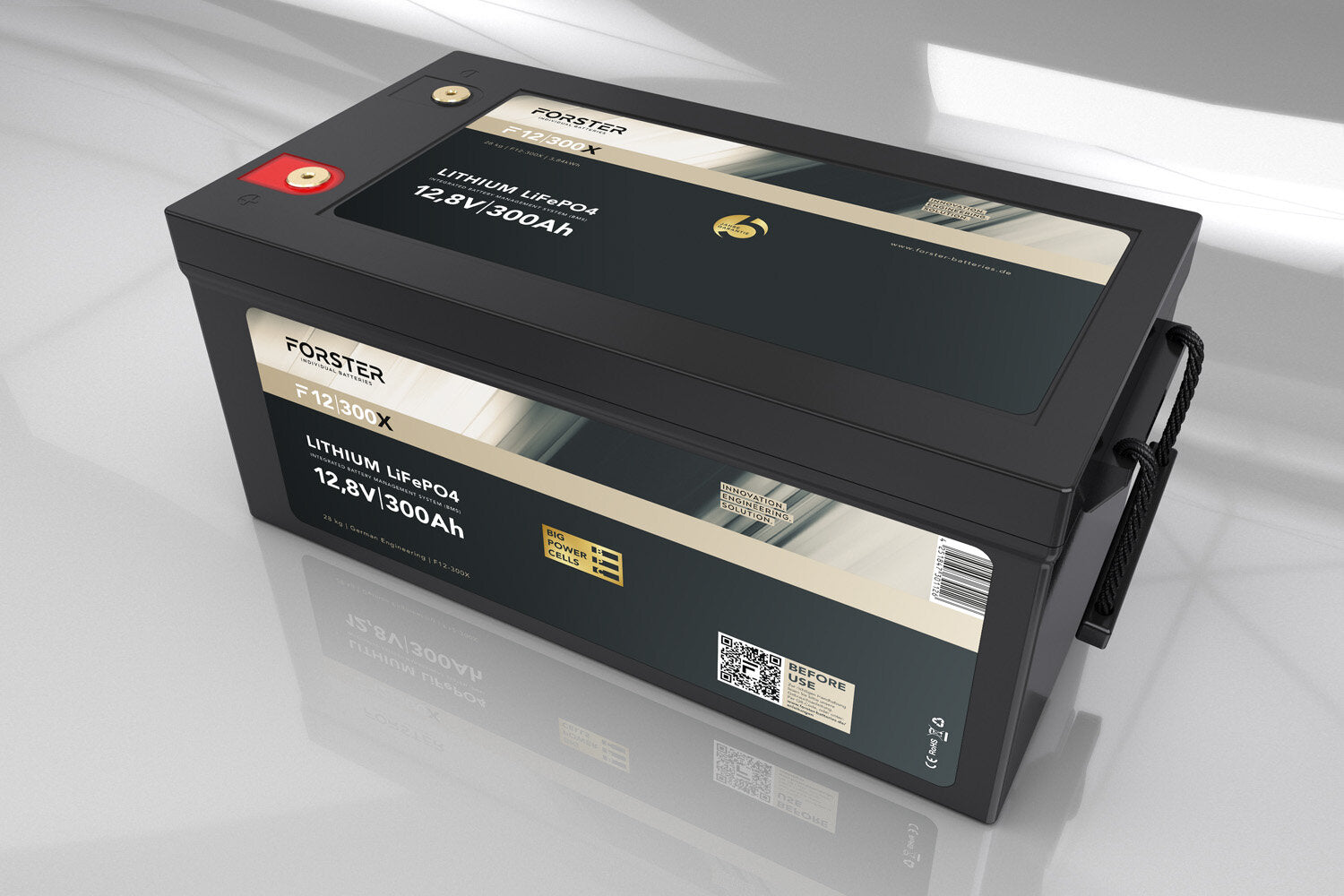 Forster 300AH 12.8V LIFEPO4 Premium Battery 200a-BMS-2.0 500A Bluetooth Mess-Shunt 3840WH IP67