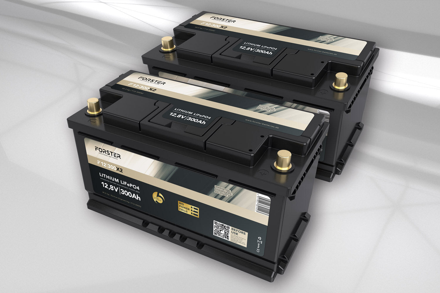 Forster 300AH 12.8V LIFEPO4 Premium Battery 200a-BMS-2.0 500A Bluetooth Mess-Shunt 3840WH IP67