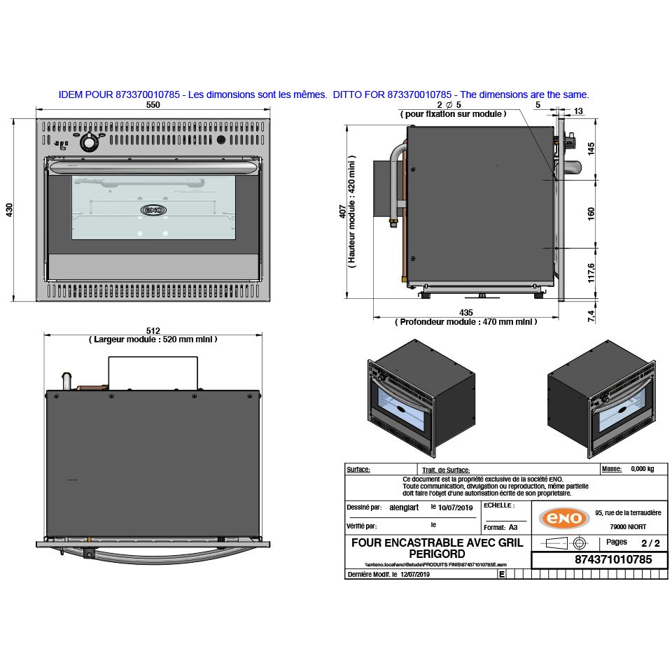 Eno Perigord installation oven