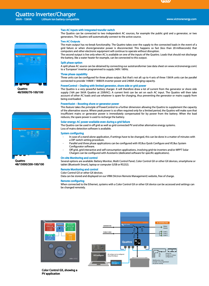 Victron Quattro 48/15000/200-100/100 inverter/φορτιστής