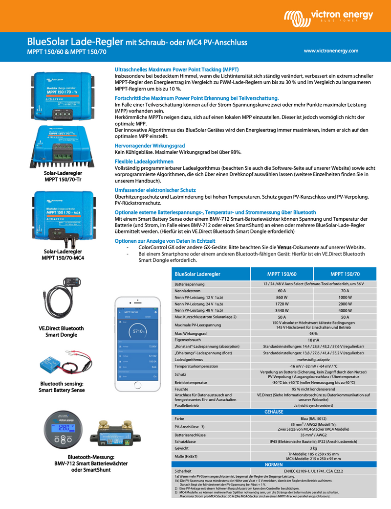 Victron BlueSolar MPPT 150/70-MC4