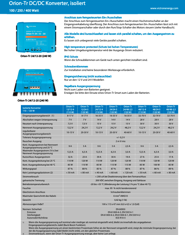 Victron Orion-Tr 24/48-8,5A (400W)