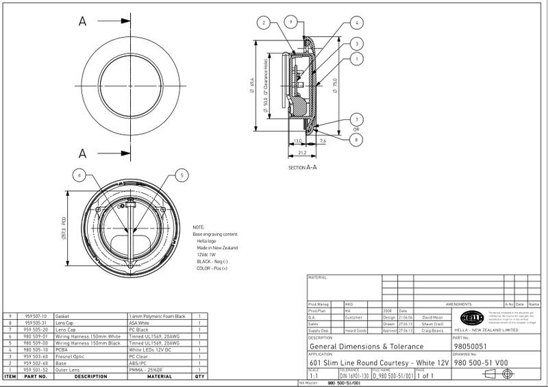 Hella LED Slimline HI 12V Edelstahlring rund