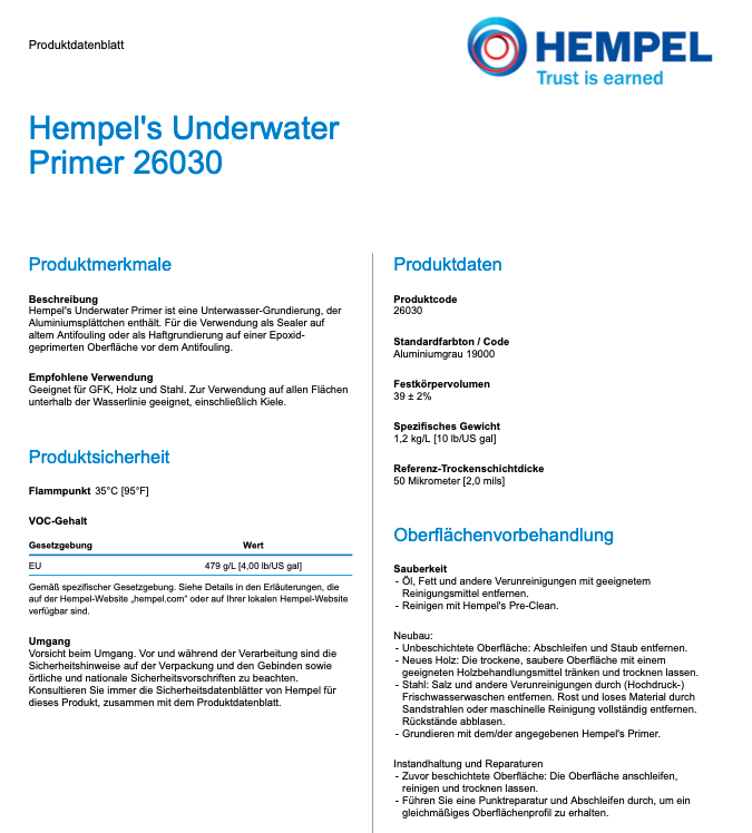 Hempel´s Underwater Primer Grey, 0,75l