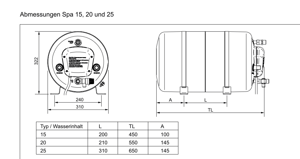 Isotherm Spa 20 Boiler 230V/750W