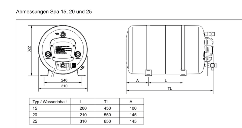 Isotherm SPA 20 Boiler 230V/750W