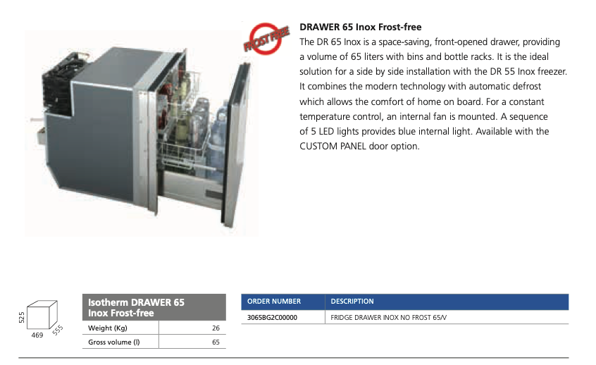 Isotherm DR65 Drawer Inox No-Frost 12/24V