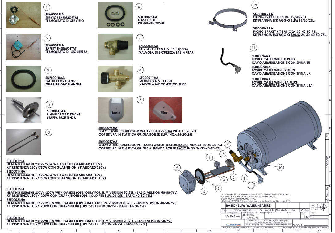 ISOTHERM SLIM 20 Boiler + MischV. 230V/750W