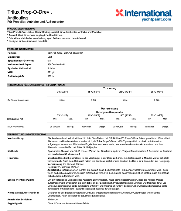 International Trilux Prop-O-Drev Schwarz 500ml