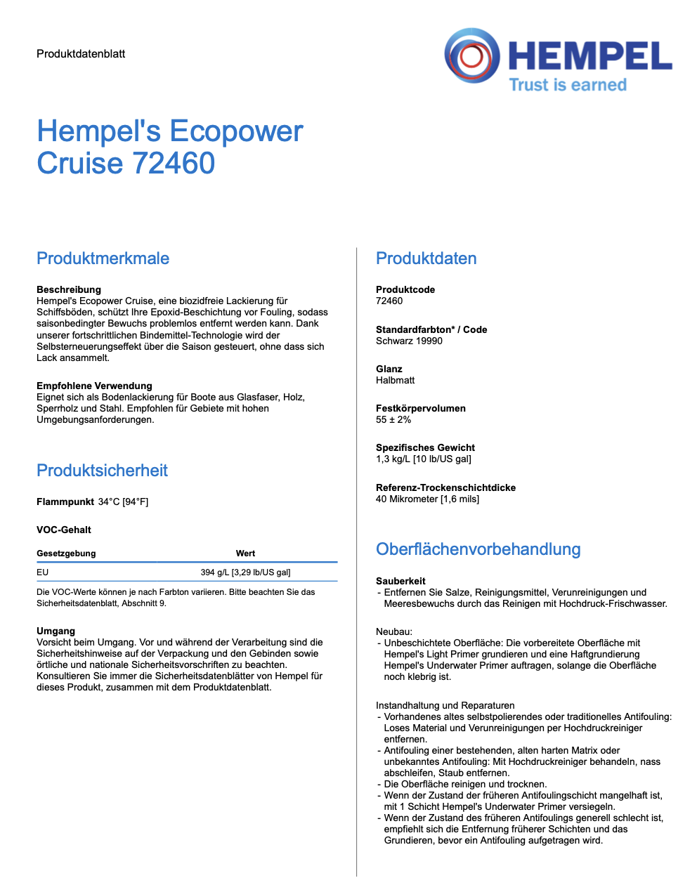 Hempel's Ecopower Cruise, White 0.75l