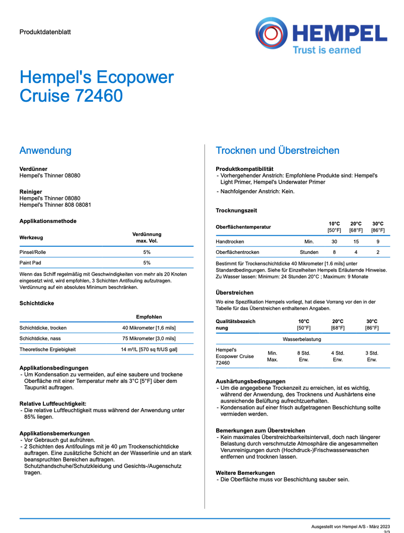 Hempel´s Ecopower Cruise, White 0,75l