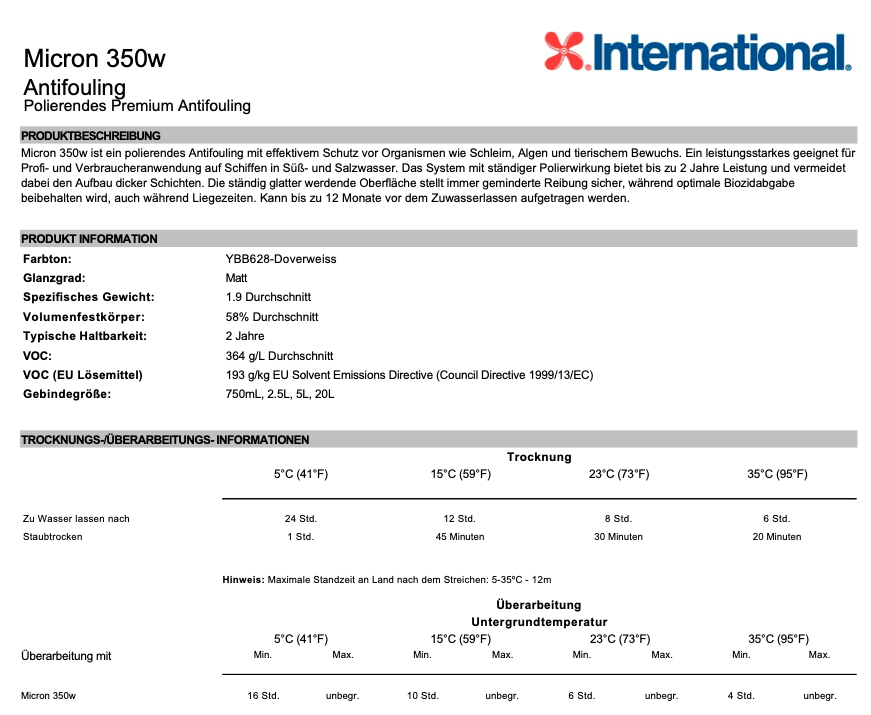 International Micron 350w Dover White,