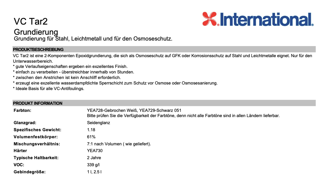 International VC TAR2  gebrochen weiß 2,5l