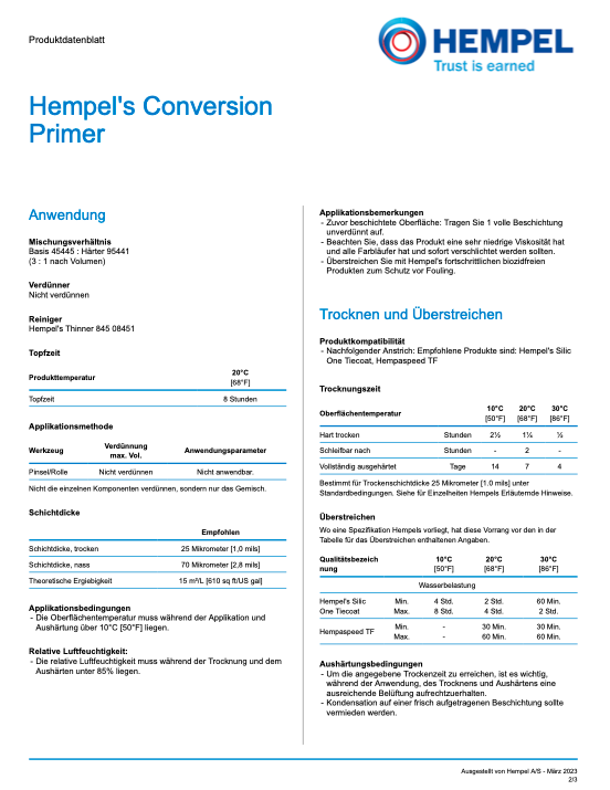 Hempel's Conversion 2K Primer 45441 including hardener, 2.5l