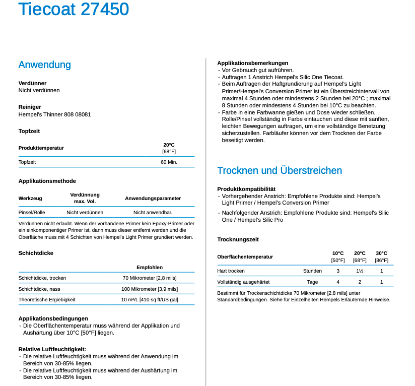 Hempel's Silic One Tiecoat 27450 yellow, 0.75l