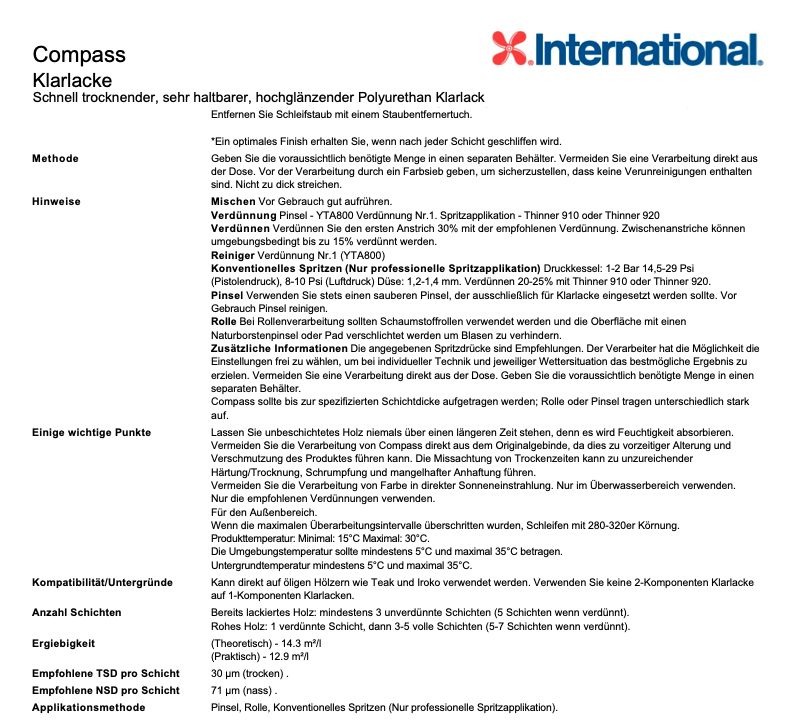 International Compass Klarlack Transparent, 750ml