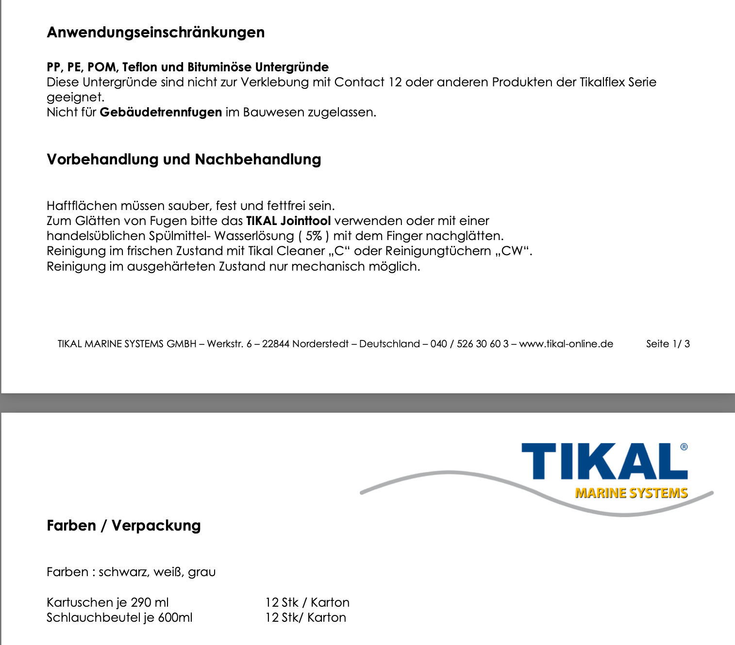 Tikalflex Contact12 Universal Kleber,grau, 290ml Kartusche
