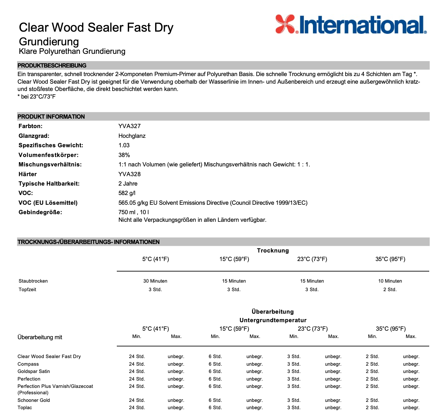 International Clear Wood Sealer, Härter 5l, 2 Komponenten