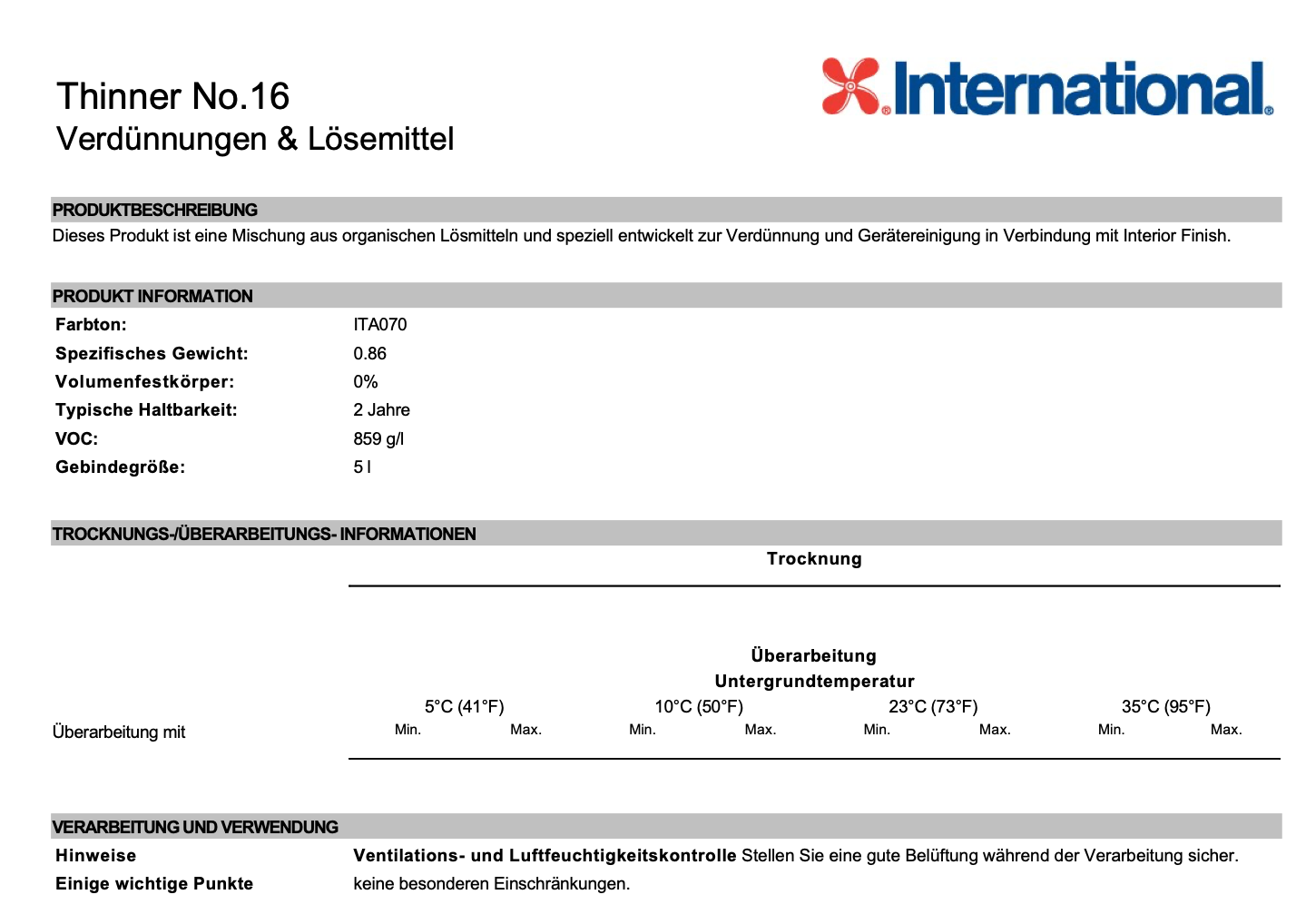 International Verdünnung Nr.16, 5l